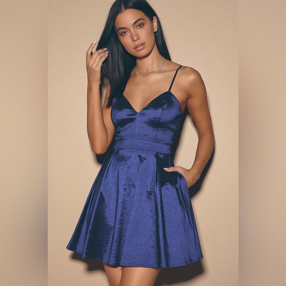 Lulus Metalic Blue Dress